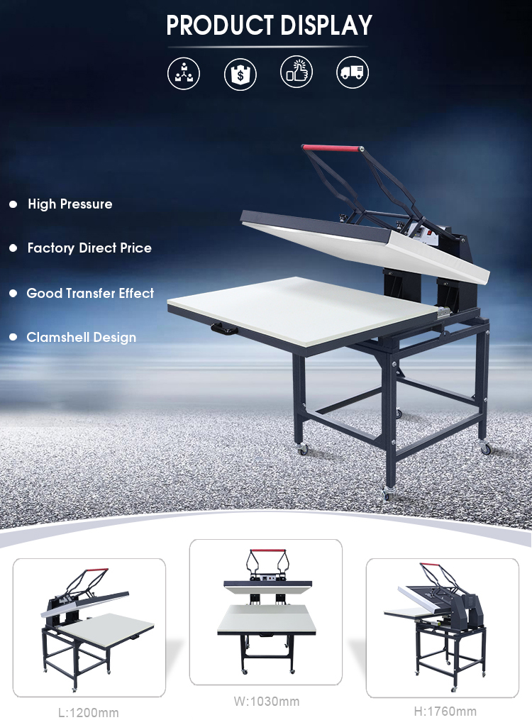 New Design Factory Direct Large Format Fabric Heat Press Transfer Machine Manual 80X100CM
